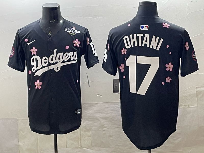 Men 2025 Nike Los Angeles Dodgers #17 Ohtani Black Game MLB Jersey 03